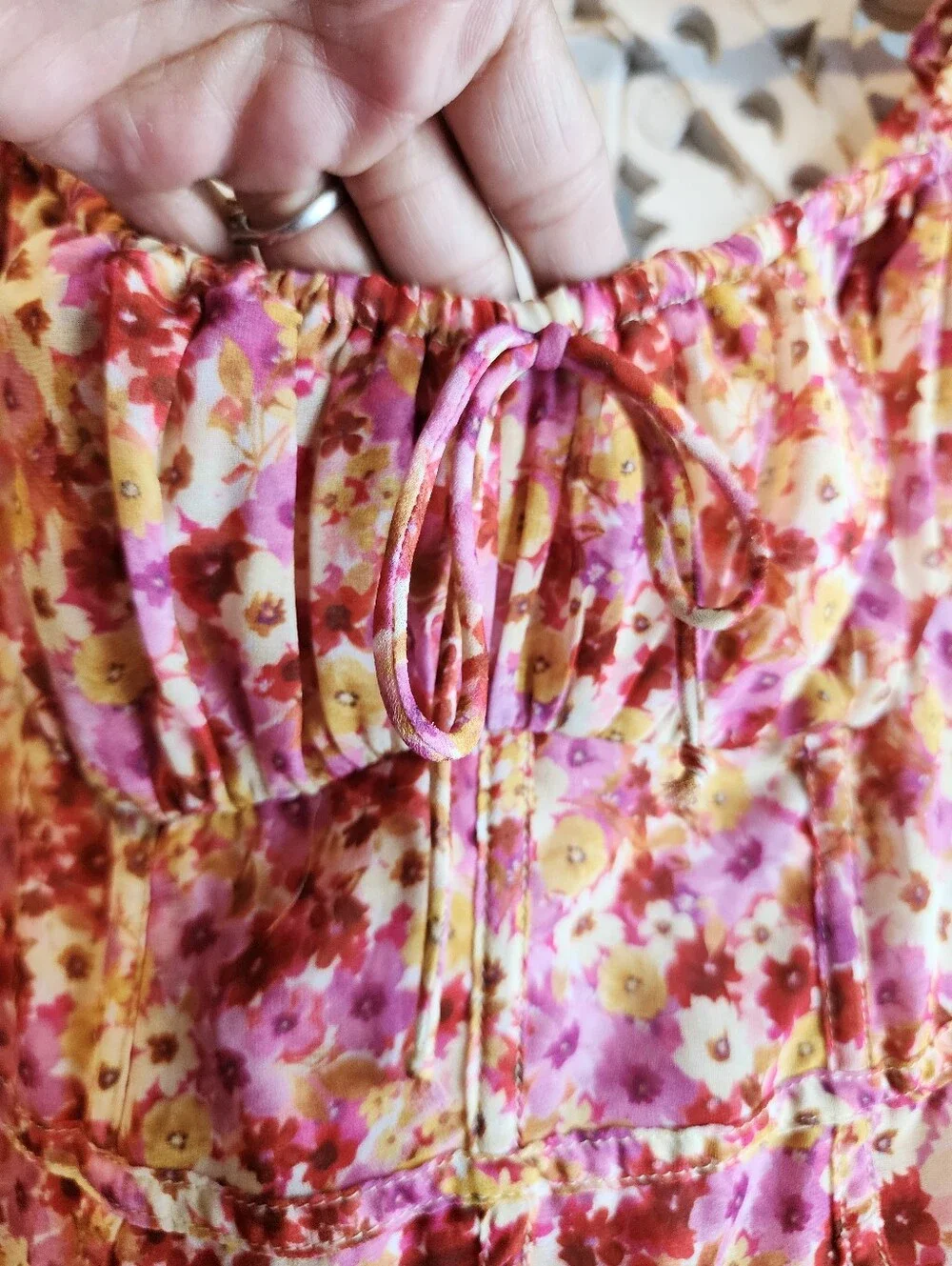 FOR LOVE & LEMONS FELICIA MINI DRESS RED YELLOW SWEETHEART NECKLINE WOMENS XS - Picture 14 of 16